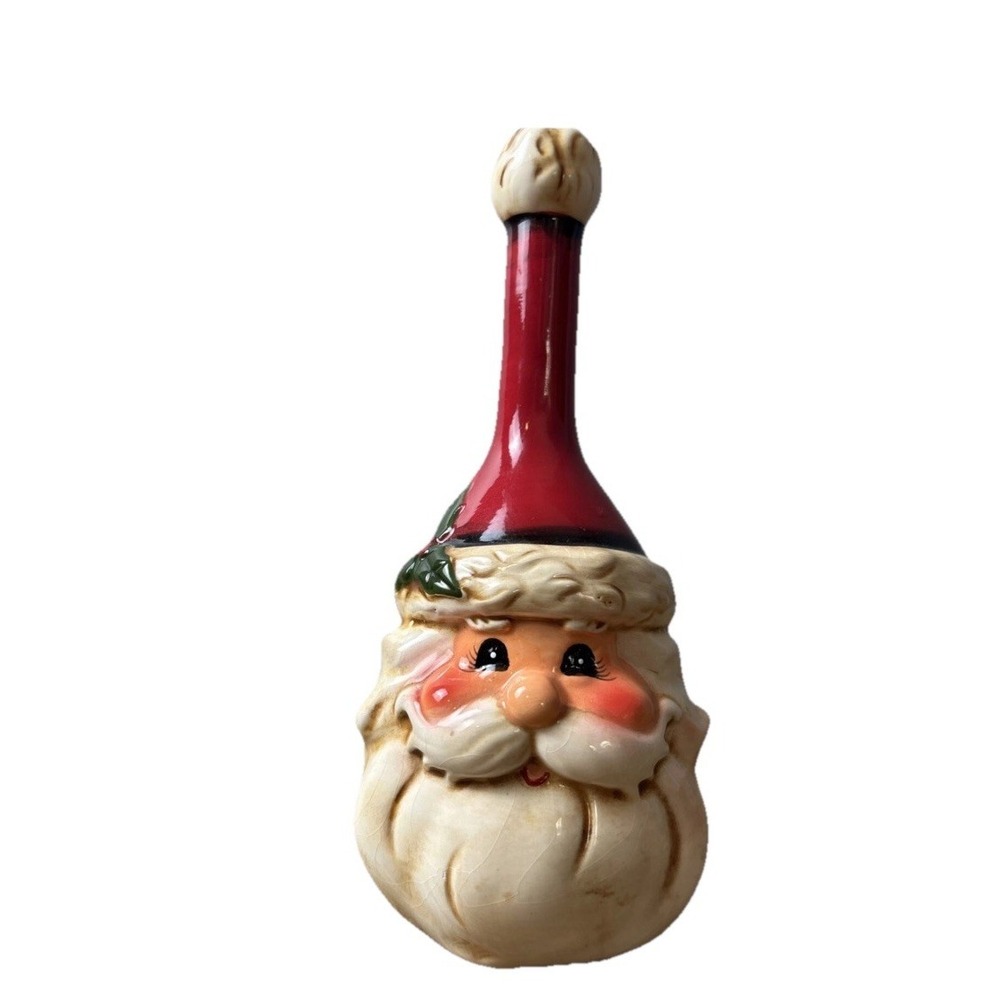 VTG Collectible 8" Glazed Ceramic Santa Claus Bell MCM Christmas Decor